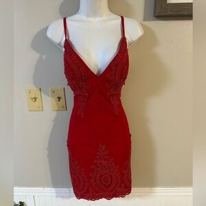 Entry Red Lace Mini Dress